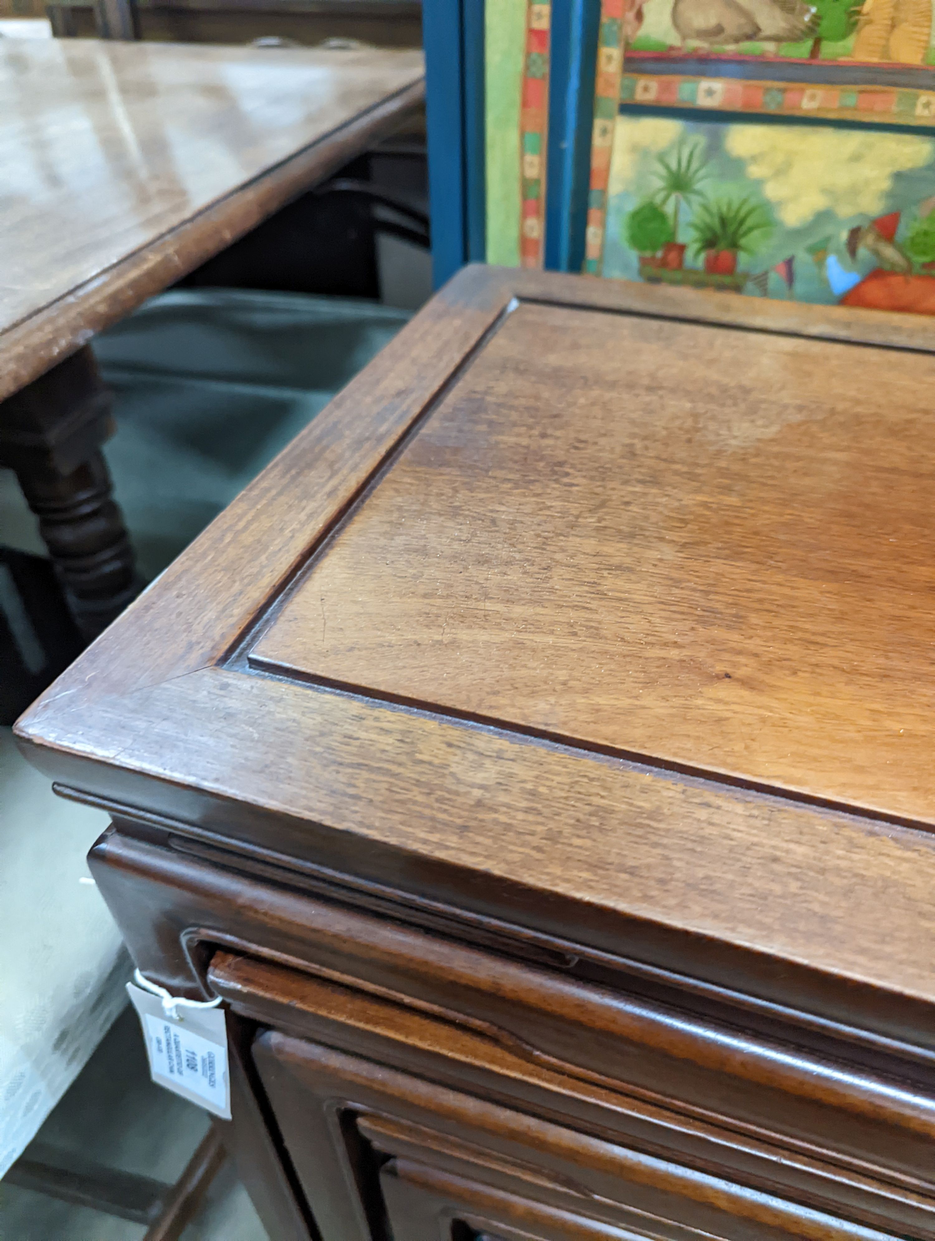 A quartetto of rectangular Chinese hardwood tea tables, width 49cm, depth 34cm, height 70cm